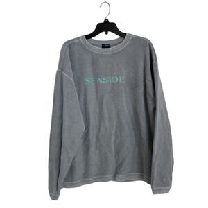 NWOT Seaside Ribbed Gray Wash Crewneck Oversized Sweatshirt Size Large